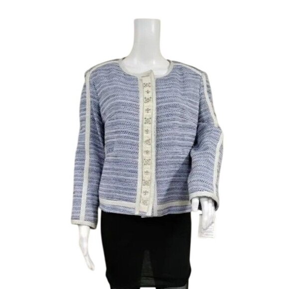 Vilagallo Tweed NWT Crop Embelished Luxury Artsey Preppy Twee Jacket 44/10 - Picture 2 of 16